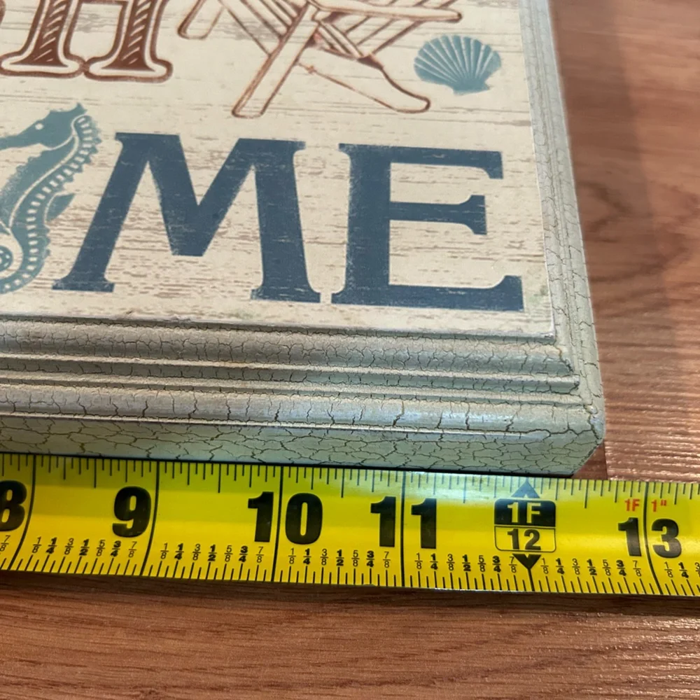 Distressed Wooden Square Clock with "Relax You're On Beach Time" - Picture 5 of 7